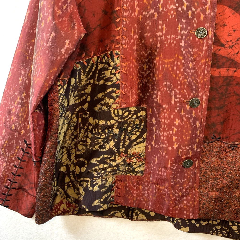 Chicos Womens Patchwork Silk Blend Blazer Jacket … - image 4